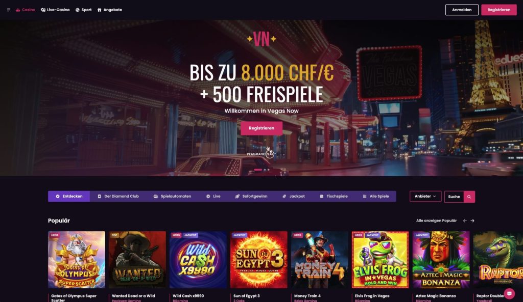 VegasNow Casino: Vegas-Atmosphäre mit 12.000+ Spielen